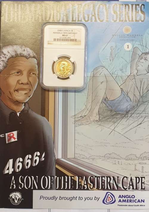 NGC GRADED MS67 Mandela 90th Birthday R5 Plus THE MADIBA LEGACY SERIES COMIC No.1 in new condition.