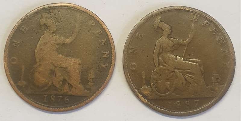 1876 and 1887 One Penny Coins as per images !!!
