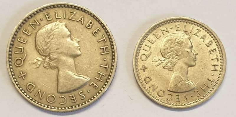 Rhodesia and Nyasaland Pair !!1955 Sixpence and 1964 Threepence as per images!