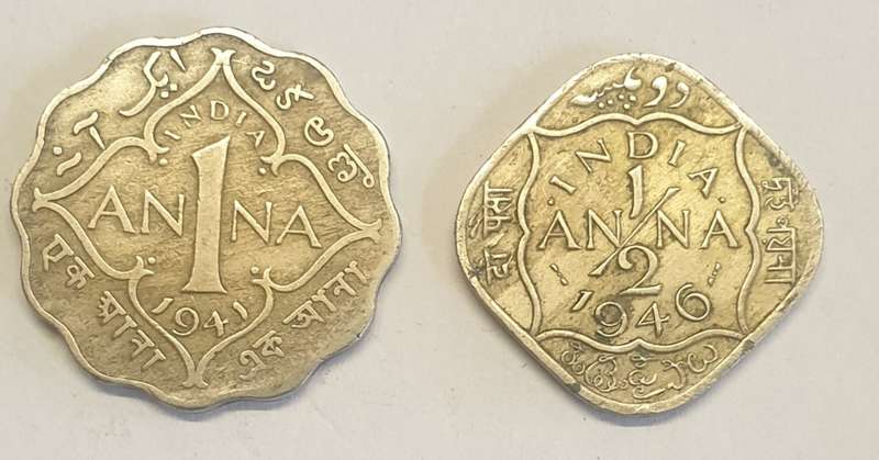 2 x Coins of India #1941 One Anna and #1946 Half Anna as per images !!!