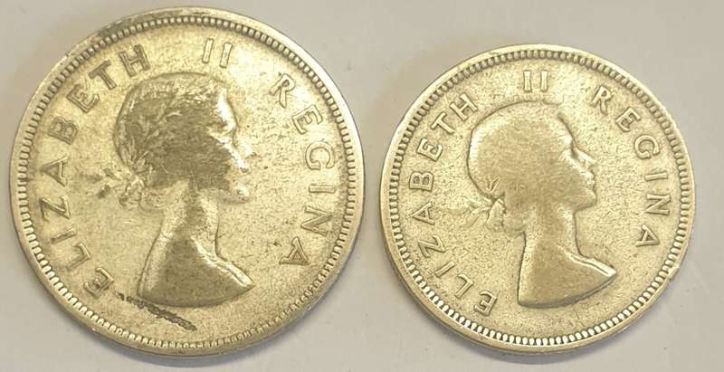 1954 Silver Pair #Two and a Half Shillings and #Two Shillings as per images !!!Bid is for the Pair!!