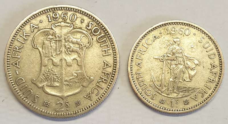 1960 Silver Pair #Two Shillings and One Shilling as per images !! Bid is for the Pair !!!