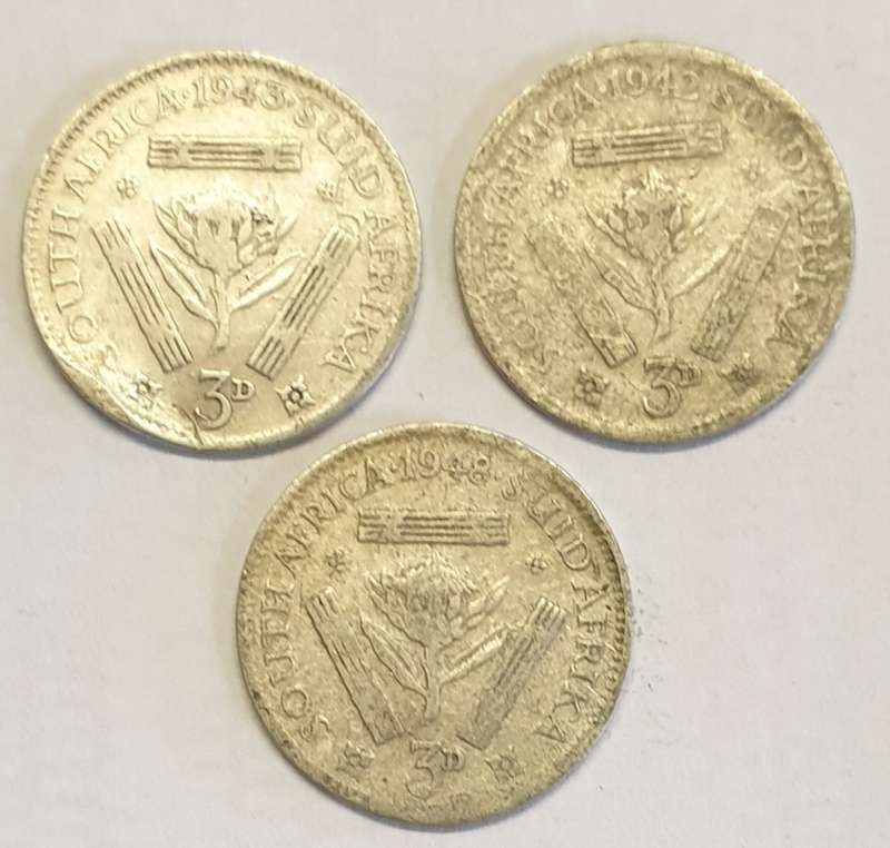 3 x Threepence as per images #Scrap #Silver #Bid is for the 3 Tickeys !!!!!!!!!