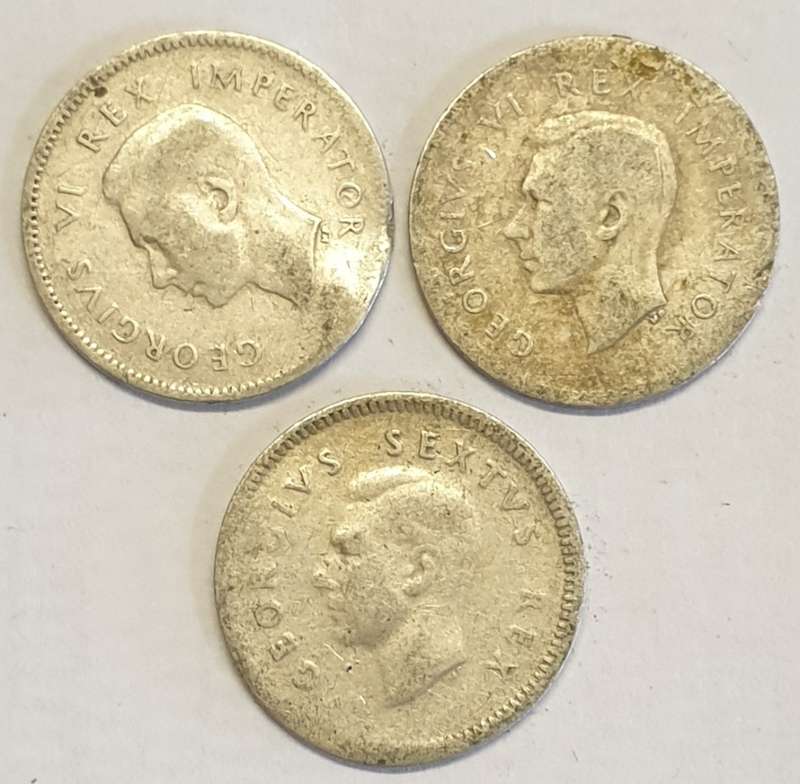 3 x Threepence as per images #Scrap #Silver #Bid is for the 3 Tickeys !!!!!!!!!