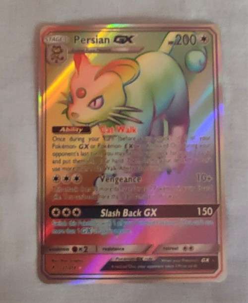 POKEMON PERSIAN GX 227/214 RAINBOW HYPER SECRET RARE (MINT)