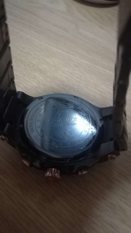 ### Casio Edifice Gents size Watch stunning Black watch with rose gold colour parts ###