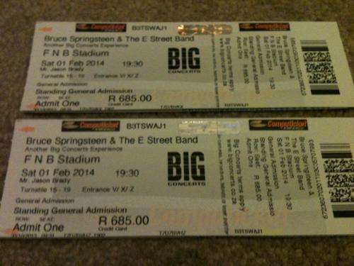 @@ R1 @@ Live  Bruce Springsteen Joburg.Standing BEHIND GOLDEN CIRCLE - TICKETS x 2!!! Johannesburg