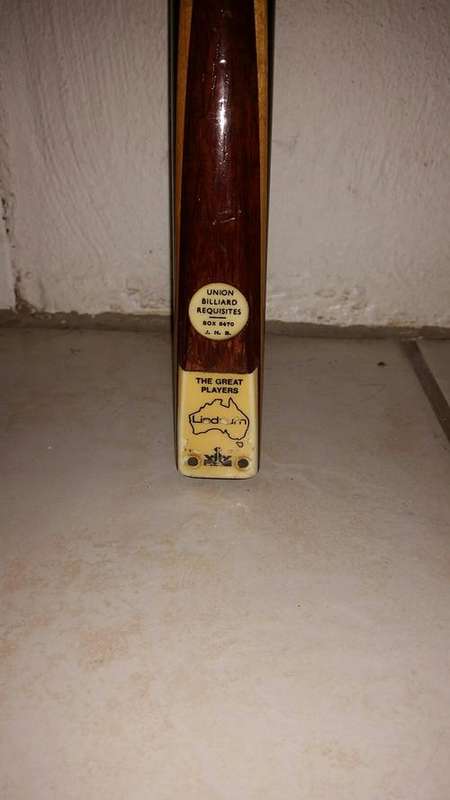 *#* Peradon Vintage Lindrum "the great players" 1 Piece Snooker/Pool Cue - Ash wood - with case *#*