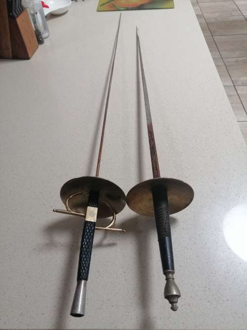###  Set of 2 Vintage Toledo Spain Fencing foils/swords Ideal ornaments or collectors items ###