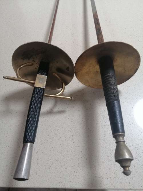 ###  Set of 2 Vintage Toledo Spain Fencing foils/swords Ideal ornaments or collectors items ###