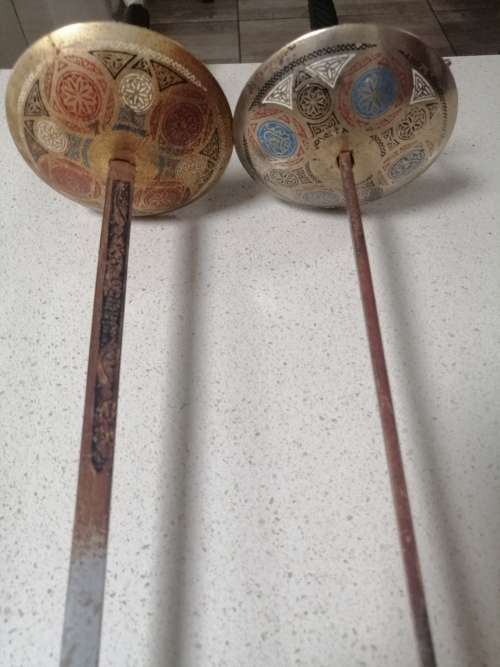 ###  Set of 2 Vintage Toledo Spain Fencing foils/swords Ideal ornaments or collectors items ###