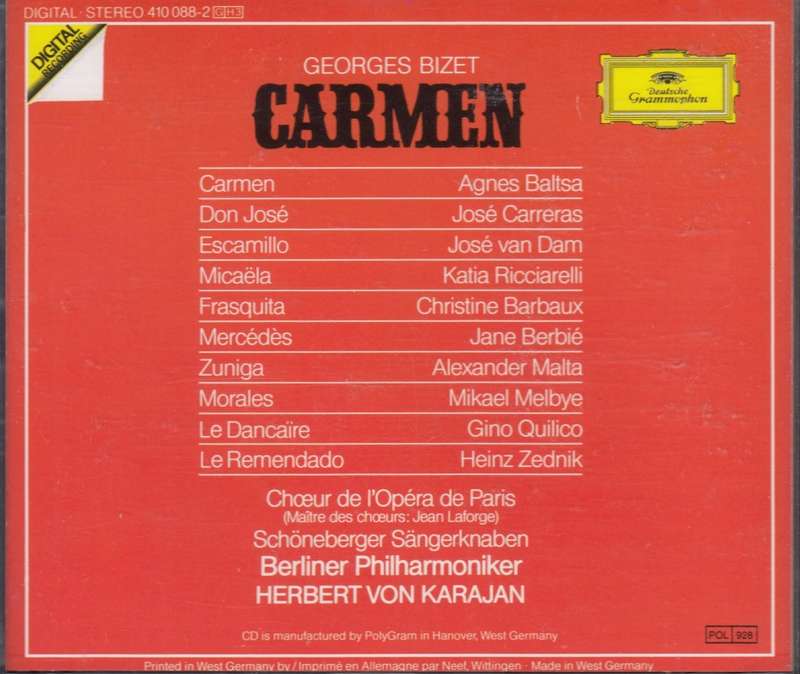 Bizet: Carmen  -  Agnes Baltsa, Jose Carreras, Jose van Dam, Katia Ricciarelli