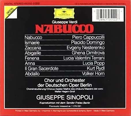 Verdi: Nabucco -  Piero Cappuccilli/ Placido Domingo/ Evgeny Nesterenko/ Ghena Dimitrova