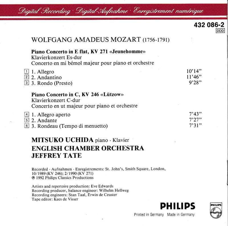Mozart: Piano Concertos No 8 KV 246, No 9 KV 271 -  Mitsuko Uchida: English Chamber Orchestra