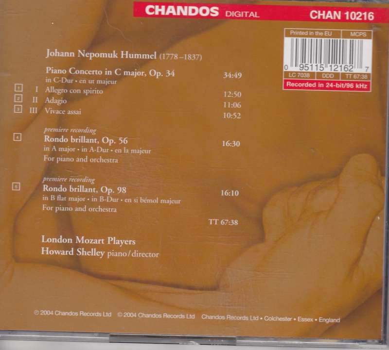 Hummel: Piano Concerto in C major, Rondo Brillant op.56, Rondo Brillant op.98 - Howard Shelley