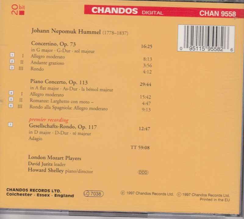 Hummel: Piano Concerto in A flat, Concertino in G major - Howard Shelley: London Mozart Players