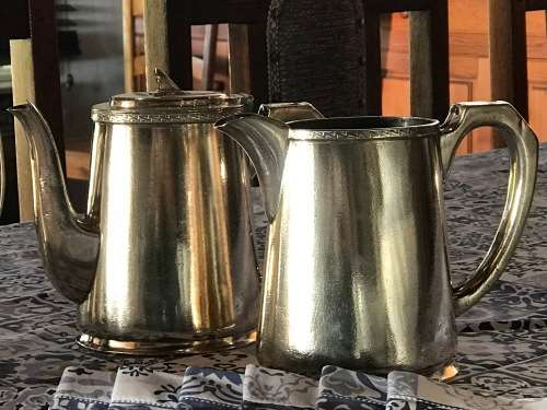 TWO SOLVER PLATED SHAW SAVILL LINE COFFEE POT AND MILK JUG