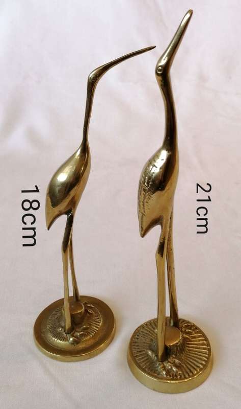 Mid century trio of brass herons
