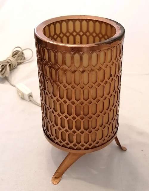 Mid century, Latticed Copper, table lamp