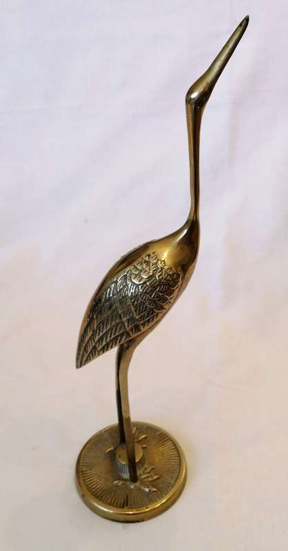 Pair of mid-century brass herons
