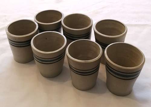 Beautiful, Modern hand-thrown set of ceramic drinking tumblers and carafe