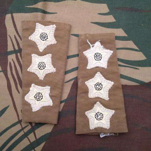 SADF "white pips" Capts nutria rank slides - matched pair (bushwar era)