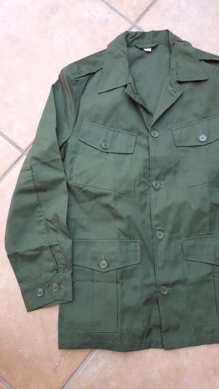 SADF era 32 Bn UNITA copy psuedo Ops "m-65" cut olive green jacket - mint with paper size tag (med)