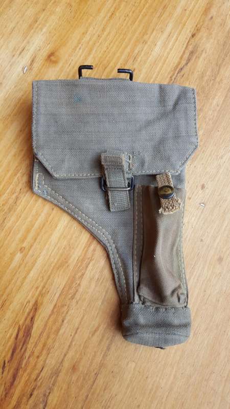 early (post WW2 period?) UDF converted (to pistol) "Webley revolver" side-arm canvas type holster