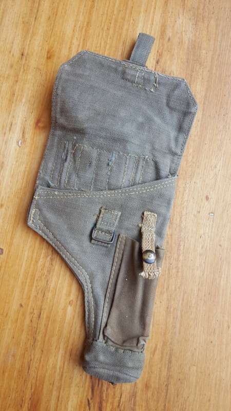 early (post WW2 period?) UDF converted (to pistol) "Webley revolver" side-arm canvas type holster
