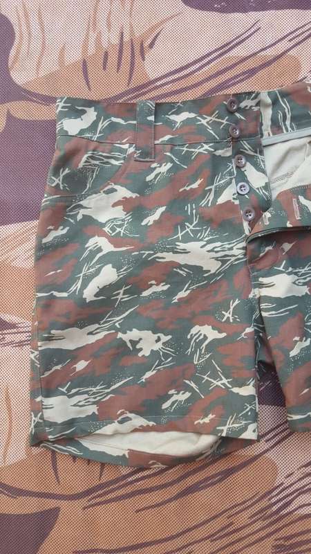 REPRODUCTION (new build) SWAPOL  camo pattern "jeans" cut shorts (as issued) - size 42 waist