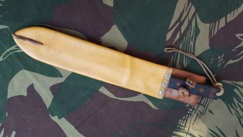 SADF/ UDF era "Martindale" type machete with original leather sheath - used condition