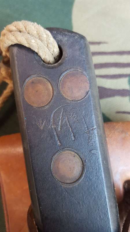 SADF/ UDF era "Martindale" type machete with original leather sheath - used condition