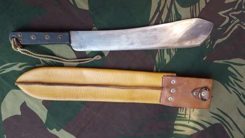 SADF/ UDF era "Martindale" type machete with original leather sheath - used condition
