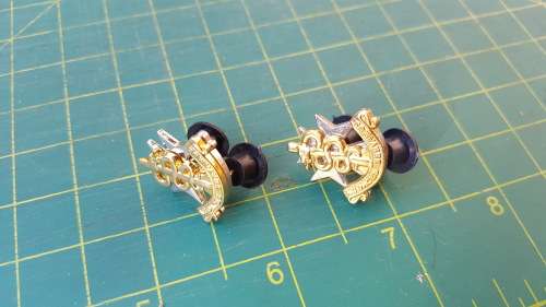 scarce facing pair SAMS mini mess dress collar badges - SADF era - all pins intact