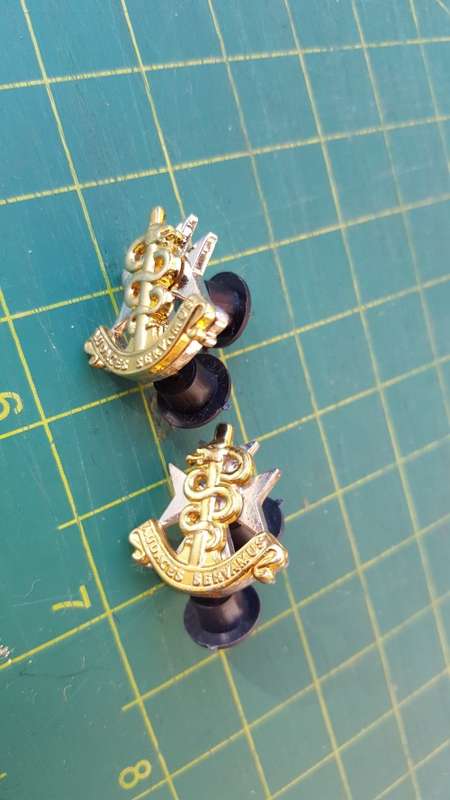 scarce facing pair SAMS mini mess dress collar badges - SADF era - all pins intact
