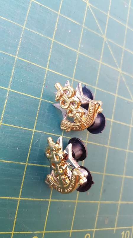 scarce facing pair SAMS mini mess dress collar badges - SADF era - all pins intact