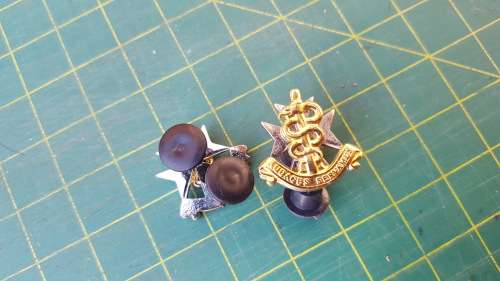 scarce facing pair SAMS mini mess dress collar badges - SADF era - all pins intact