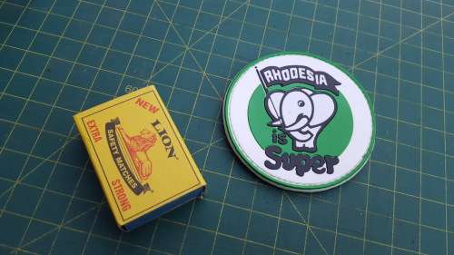 Rhod classic inspired round shape PVC morale patch - Elephant character - "Rhodesia is Super!"