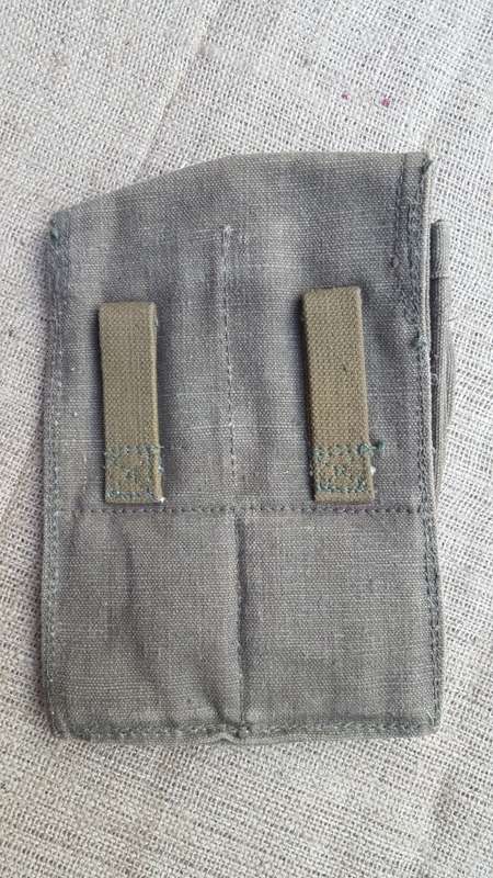 used Russian (good condition) 3 cell AK47 mag rough canvas pouch-leather tabs intact (belt carry)
