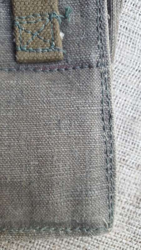 used Russian (good condition) 3 cell AK47 mag rough canvas pouch-leather tabs intact (belt carry)