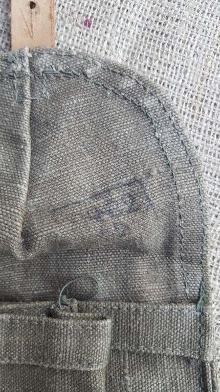 used Russian (good condition) 3 cell AK47 mag rough canvas pouch-leather tabs intact (belt carry)