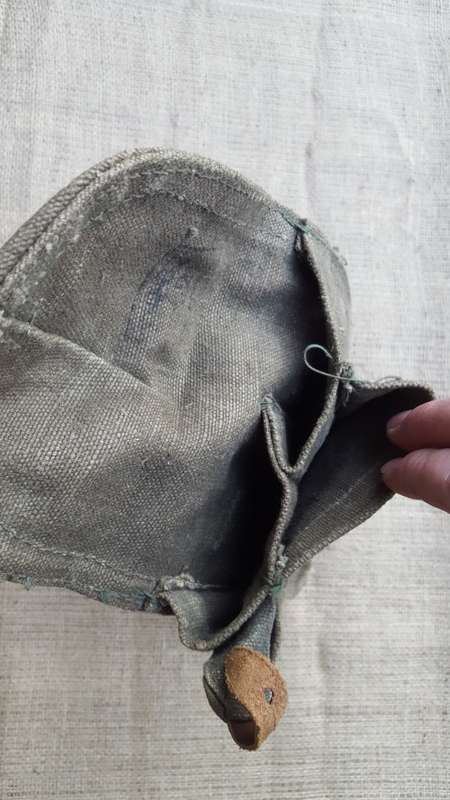 used Russian (good condition) 3 cell AK47 mag rough canvas pouch-leather tabs intact (belt carry)