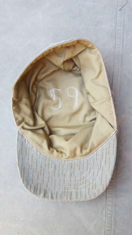 REPRO custom made (re-purposed cloth) EG "falling rain" strichtarn "Cuban" hard-brim cap fits 59