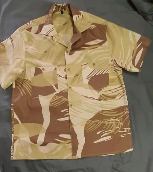 new build Hawaii style summer all-day/all-night Rhod "DRY" camo light-weight bar/lounge shirt - Med
