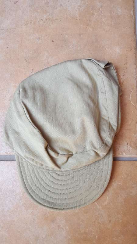 mint new hereto unknown unseen SADF era Recce copy camo beige HBT trg uniform - mint flap-cap