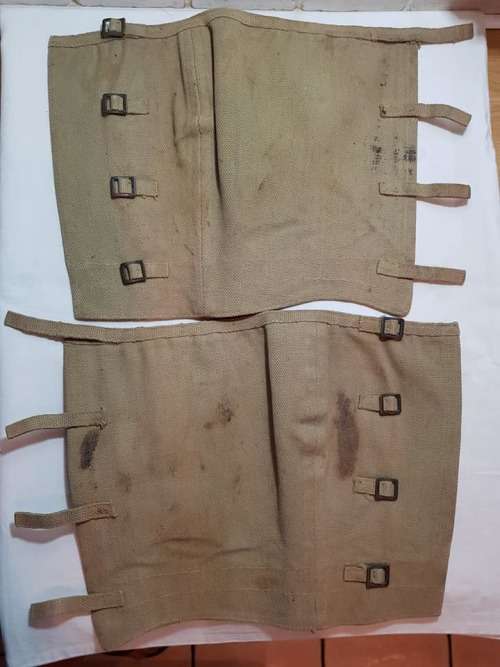 WW2 UDF South African "desert rats" used/ worn long canvas leggings (stamps visible) - pair intact