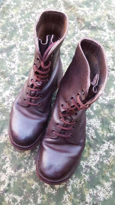 original SADF era leather boots size 262 (8 UK) converted into "flat-soles" very lightweight boots