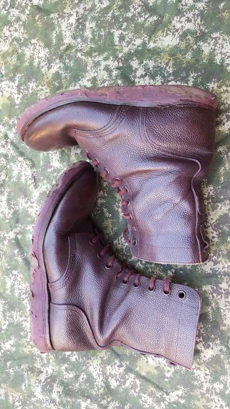 original SADF era leather boots size 262 (8 UK) converted into "flat-soles" very lightweight boots