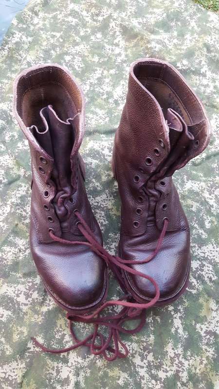 original SADF era leather boots size 262 (8 UK) converted into "flat-soles" very lightweight boots