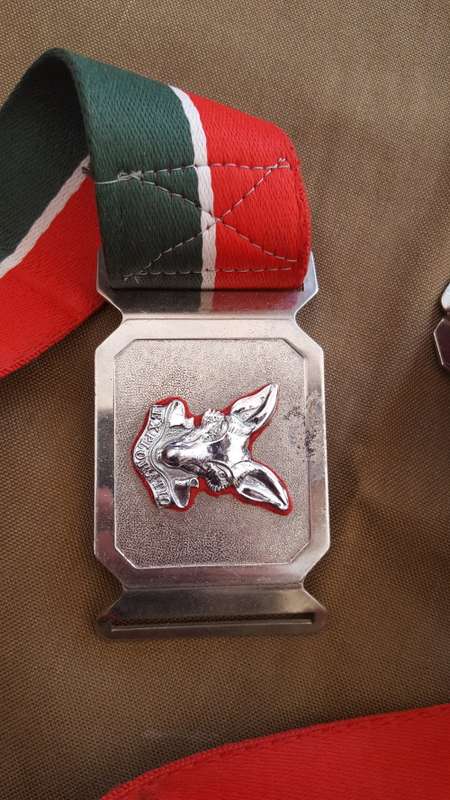 SADF era SA Army Tac Intelligence Corps stable-belt - period worn item (red backing) - > 1m length